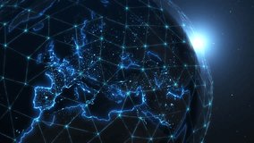 3d world map, network connections, glowing polygonal linking neon lines. World connectivity futuristic concept, digital network around planet earth. Information exchange, social networking. 4k footage - Powered by Shutterstock - Get 15% off with code: PIKWIZARD15