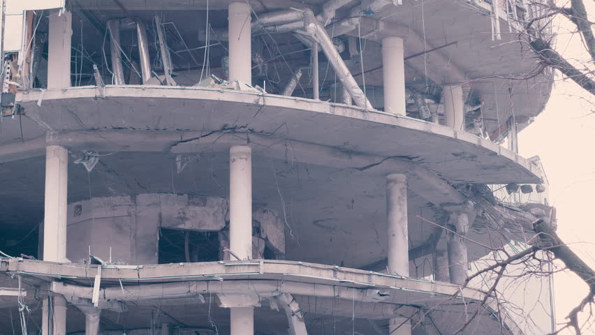 An office building after a missile hit
