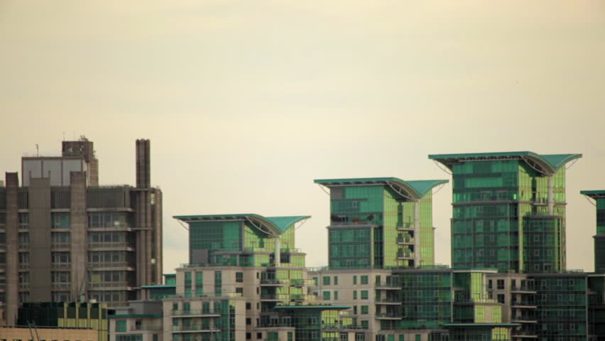A shot of the tops of buildings in London, England 