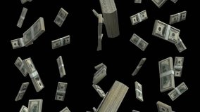 Dollar banknotes flying Money Rain. Falling bills American money 100 US Dollar cash falling. Money falling down animation on Black screen. USA Hundred Dollar Banknotes falling - Powered by Shutterstock - Get 15% off with code: PIKWIZARD15