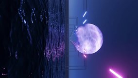Futuristic animated landscape with a hologram of a planet and a seascape sci-fi tomorrow aesthetic in cgi vertical video animation footage - Powered by Shutterstock - Get 15% off with code: PIKWIZARD15
