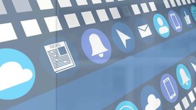 Animation of business and communication icons over happy caucasian businesswoman using phone headset. Digital interface, data, connection, business and communication, digitally generated video. - Powered by Shutterstock - Get 15% off with code: PIKWIZARD15