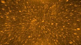 Abstract yellow orange glowing hyberspace from particles and dots energy magical futuristic hi-tech, abstract background. Video 4k, motion design