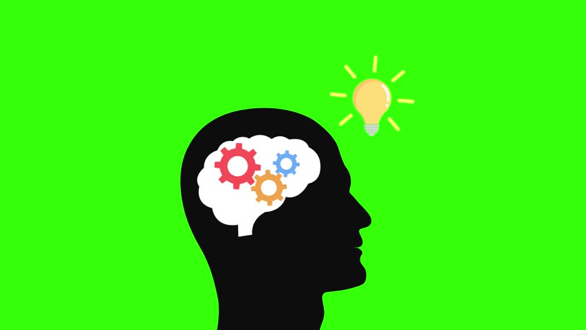 brain thinking idea light bulb animation brain head gear spinning thinking finding idea light green screen alpha looping animated - Powered by Shutterstock - Get 15% off with code: PIKWIZARD15