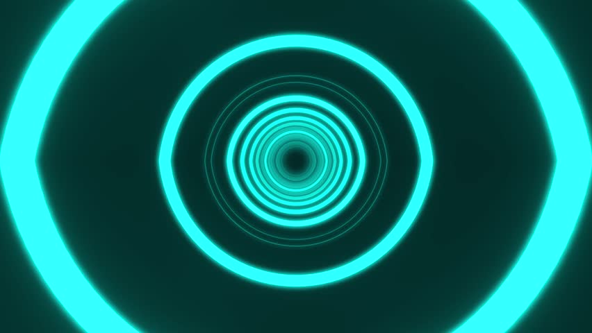 NEON 4K teal turquoise flying zoom eye abstract modern bright color box dance circular ring lights flashing wall modern art design  rotor circular intro amazing computer graphics neon tunnel glow Royalty-Free Stock Footage #3440265815