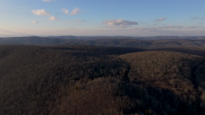 Aerial Reveal of Allegheny Mountains at Sunset