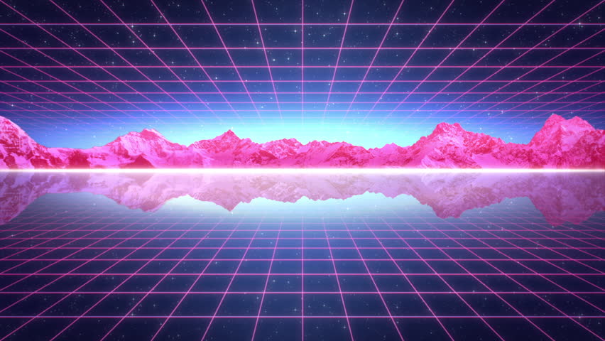 Synthwave Retro animation intro, transition and clips. Synthwave loop video. 80s, 90s 3d rendering.
