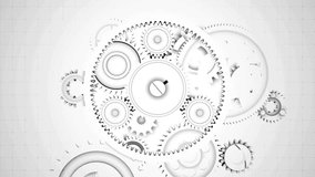 Industry progress. Gear wheels rotating. Concept of progress, Rotating Golden Gear Wheels - Mechanical Movement, concept creativity, intelligence