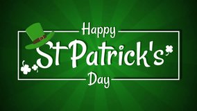 Saint Patrick's Day animated St Patrick's Day greeting background happy Saint Patrick's Day hat and clover leaves 4k looping - Powered by Shutterstock - Get 15% off with code: PIKWIZARD15