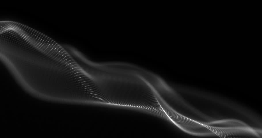 Abstract slide made of a grid of white particles floating on waves. Looping seamless animation.