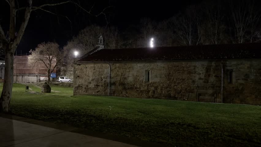 Shadows Of People In The Wall Of Remedios Chapel, Ourense, Galicia, Spain