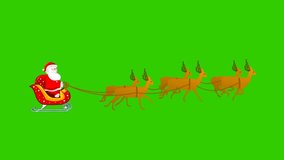 Christmas Santa sleigh reindeer Animation,Decorative Christmas Deer Floral Animation , silhouette.