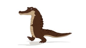 Cartoon Crocodile Walk cycle animation, loop animation sequence with green screen
