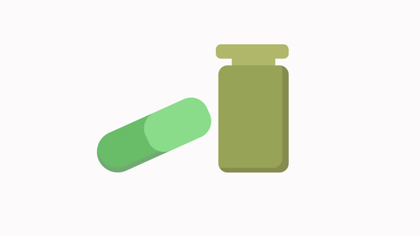 Animated icon of medicine capsules and medicine bottles 4K