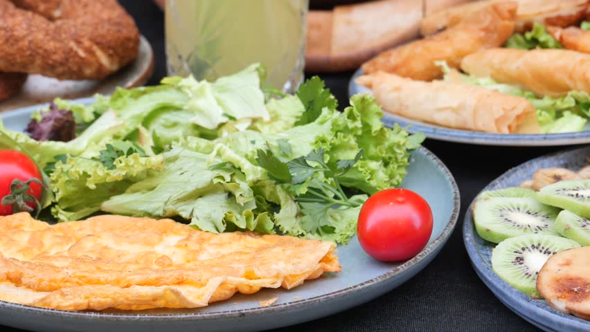 eating Plain Egg Omelette on table 