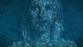 A computer screen showing a hexadecimal code in the shape of a woman's talking head. It's a trained artificial intelligence that knows everything. The process of neural diffusion learning, 3d render. - Powered by Shutterstock - Get 15% off with code: PIKWIZARD15