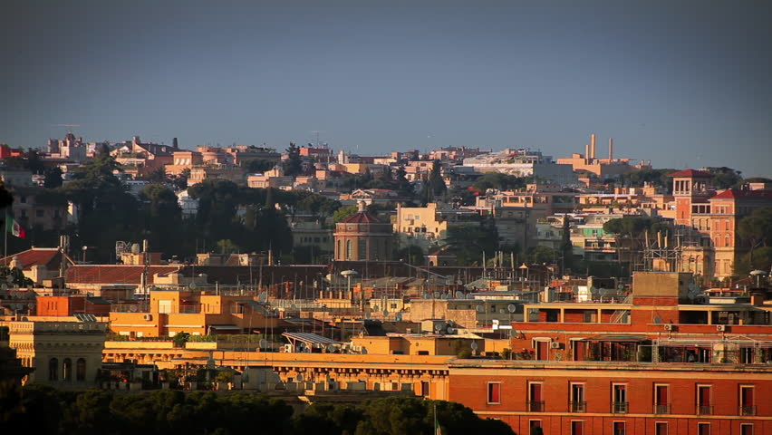 Stationary midshot of the skyline of Rome, Italy