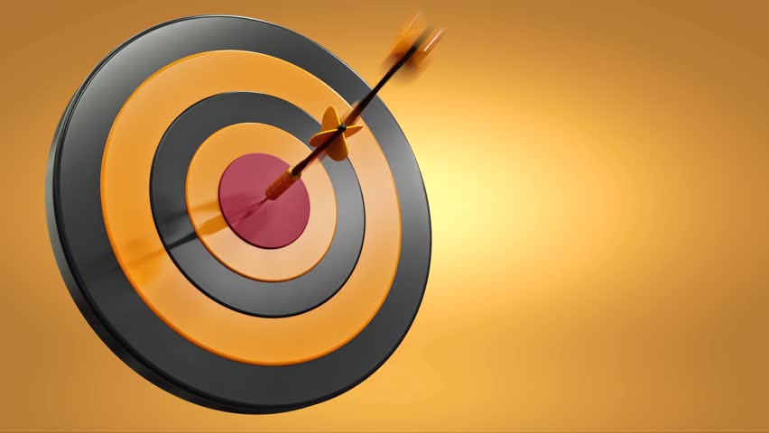 Arrows shooting target dart One target,. Business goal concept. metaphor to target marketing concept. bullseye target, winning goals. business marketing, Business accuracy achieve and victory concept. Royalty-Free Stock Footage #3441033947