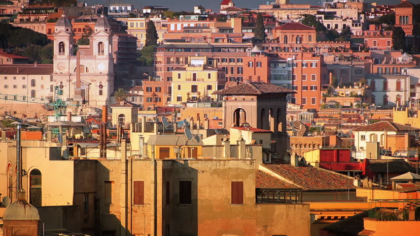 View of the roofs and buildings located in Rome.