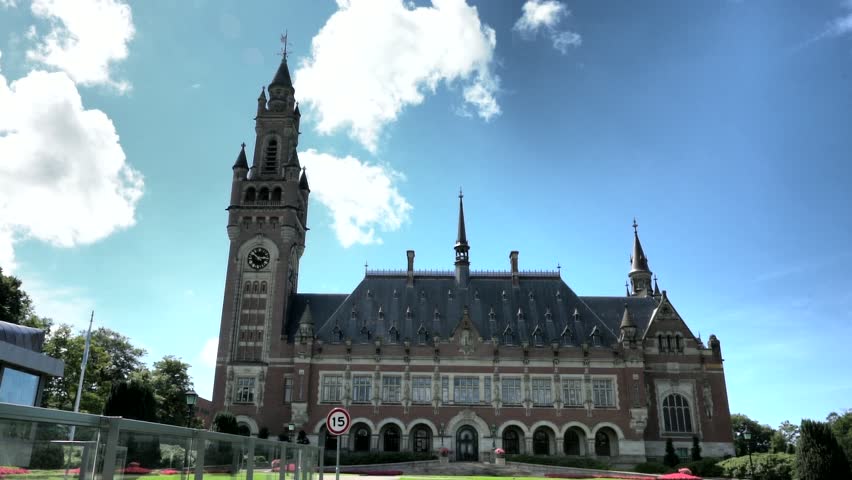 The Peace Palace in The Hague (Netherlands) is home to a number of international judicial institutions - the International Court of Justice (ICJ) , the Permanent Court of Arbitration (PCA)
 Royalty-Free Stock Footage #34410532