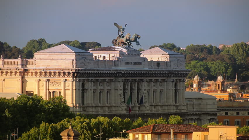 Midshot of the Palace Of Justice in Rome, Italy