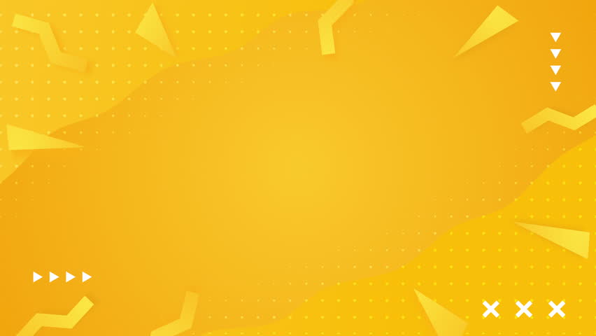 4k bright yellow orange animated fluid background. Geometric shapes arrows dots liquid morphic. Minimal funny style. Zigzag flash sunbeam pattern. Back to school blank animation. Seamless loop banner
