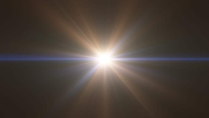 Set of optical lens flares shine burst animation on black abstract background 