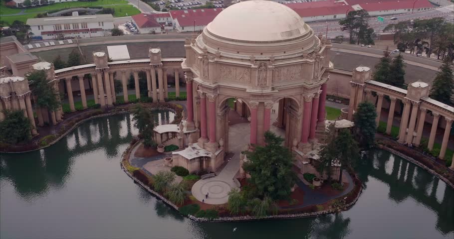 Aerial: The palace of fine arts San Francisco, California, USA