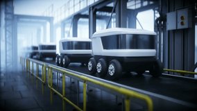 Delivery electric vehicle production line. Factory. Future concept. Realistic 4k animation. - Powered by Shutterstock - Get 15% off with code: PIKWIZARD15