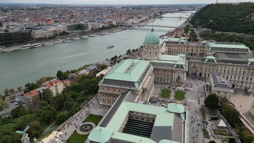 Aerial and drone view of Buda Castle, Budapest, Hungary Royalty-Free Stock Footage #3441381095
