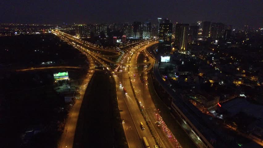 Aerial view of Hanoi highway connecting Ho Chi Minh City and Bien Hoa City and Binh Duong City