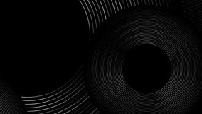Black and grey metallic circles abstract tech geometric linear background. Seamless looping motion design. Video animation Ultra HD 4K 3840x2160