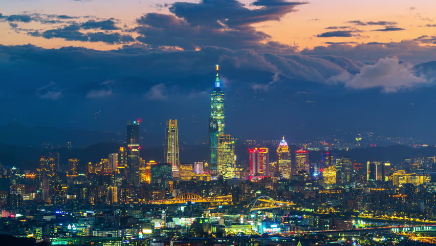 Time lapse of Taipei city at night, Taiwan.