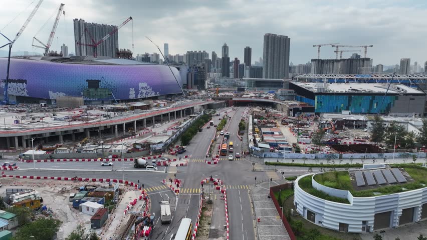 Kai Tak Sports Park Cruise Terminal Hong Kong Kowloon, a multi-purpose athletes venue stadium and public sports ground with commercial and residential construction project near Victoria harbour