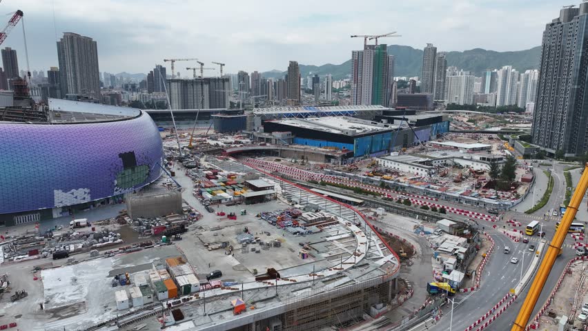 Kai Tak Sports Park Cruise Terminal Hong Kong Kowloon, a multi-purpose athletes venue stadium and public sports ground with commercial and residential construction project near Victoria harbour