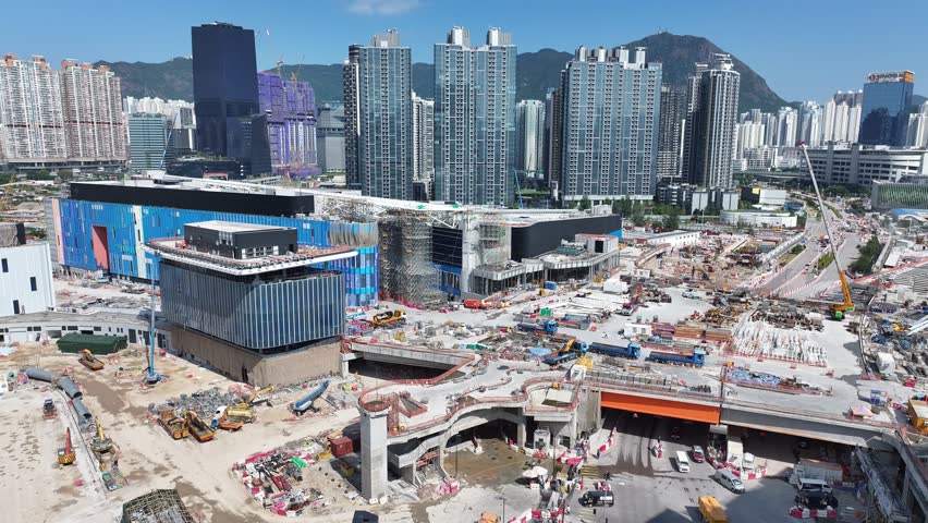 Hong Kong Kai Tak Subway Station roof land development is developed into a multi-functional CBD urban area including commercial residences, retail offices and parks and leisure facilities