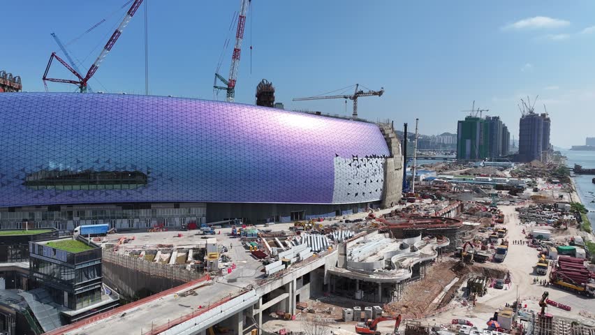 Kai Tak Sports Park Cruise Terminal Hong Kong Kowloon, a multi-purpose athletes venue stadium and public sports ground with commercial and residential construction project near Victoria harbour