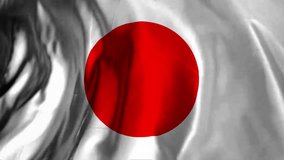 Japan  flag waving animation, 4K video background, official colors.  Realistic Animation․
