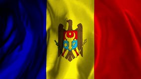 Moldova  flag waving animation, 4K video background, official colors.  Realistic Animation․
