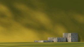 3D render animation marble platform with green   back wall and tree silhouette - Powered by Shutterstock - Get 15% off with code: PIKWIZARD15