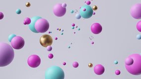 looping 3d animation, minimalist abstract geometric background. Assorted multicolored balls appear in the center and fly away. Animated intro - Powered by Shutterstock - Get 15% off with code: PIKWIZARD15