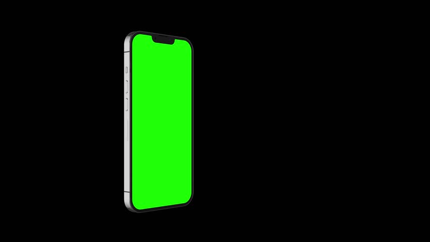 Smartphone Animated Mockup series with Blank Green Screen, Isolated on WhiteBlack Background	
