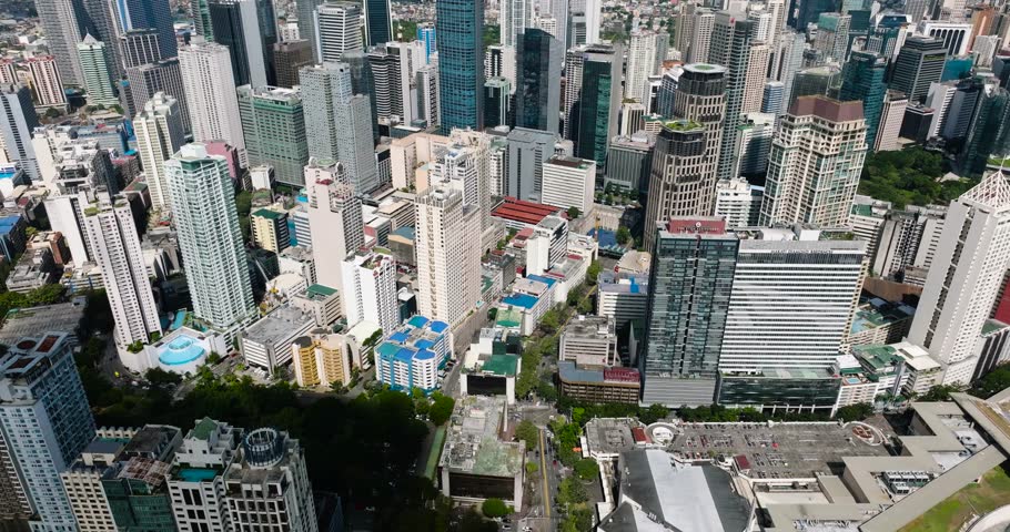 Top view of Condominiums and Business Buildings in Makati. Metro Manila, Philippines.