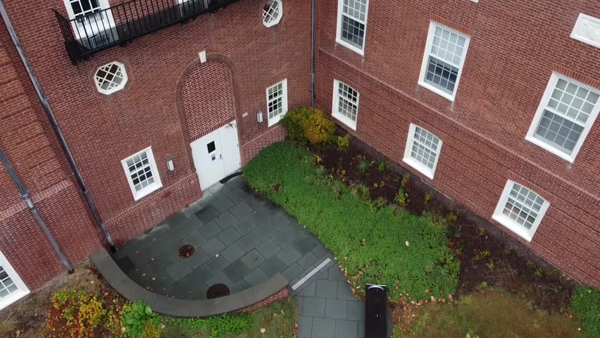 Aerial Image: Yale university, Divinity school seen from above. New England architecture. New Haven, Connecticut, USA - Fall 2023