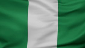 Nigeria wavy flag swaying in the wind, looped endless cycled video, full screen covers flag background