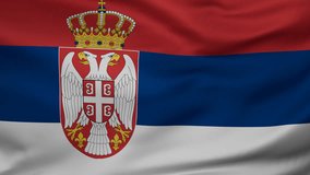 Serbia wavy flag swaying in the wind, looped endless cycled video, full screen covers flag background