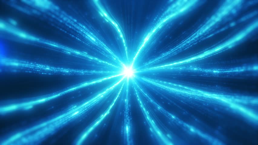Blue technology particle light convergence, energy particle lines, high-tech data transmission, particle stripe flow. Royalty-Free Stock Footage #3441917641