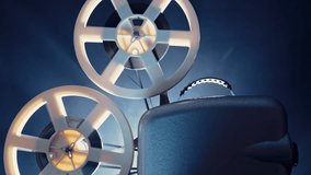 Vintage 8mm film projector, rotating reels. Nostalgic charm of classic cinema. - Powered by Shutterstock - Get 15% off with code: PIKWIZARD15