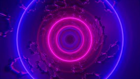 Abstract Lights neon 
tunnel circle. 3D Loop animation. 4k 30fps. - Powered by Shutterstock - Get 15% off with code: PIKWIZARD15