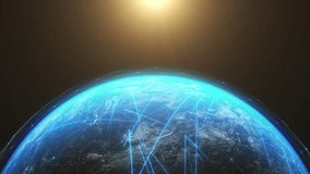 Abstract graphic concept of technology in USA, americas globalization animation, realistic animated Earth planet. Network connectivity messaging, AI data transfer across the globe motion vizualization - Powered by Shutterstock - Get 15% off with code: PIKWIZARD15